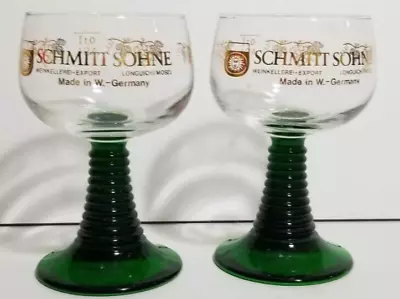 LOT 2 Wine Goblets Green Stem Schmitt Sohne Weinkellere Export Longuich Mosel • $20