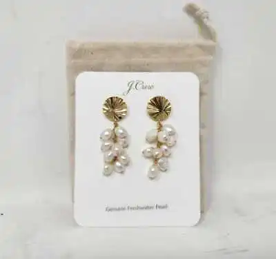 New J Crew Freshwater Pearl Cluster Drop Statement Earrings • $29.99