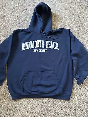 Monmouth Beach New Jersey Navy Blue Hoodie Sweatshirt Medium • $7