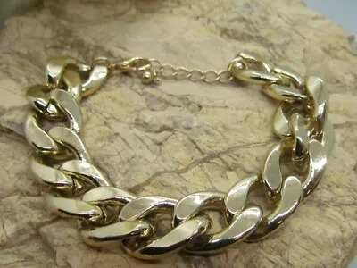 GOLD THICK CHUNKY Biker Chain Link Chain Bracelet 9  GOLD TONE  • $14.18