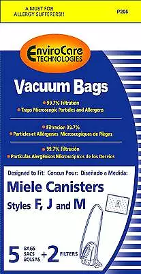 Free S/H - Miele FJM Allergen Vacuum Cleaner Bags - 5 Bags & 2 Filter - Generic • $14.12