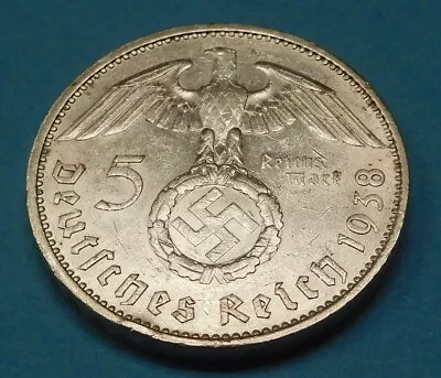 1938-e GERMANY Third Reich 5 MARK COIN - SILVER • $27.95