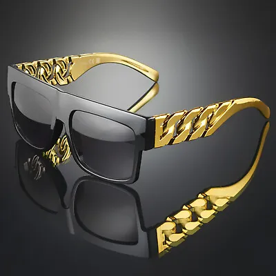 Kleo Square Frame Rapper Celebrity Hip Hop Glasses Gold Vintage Men Sunglasses • $8.99