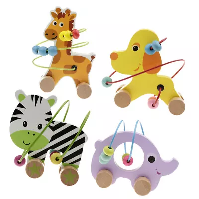 Wooden Animal Around Bead Maze Baby Roller Coaster Developmental Counting Toys • £9.30