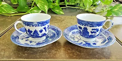 Vintage Maruta Tea Cups And Saucer Blue Willow Made In Occupied Japan 1948 • $29.50