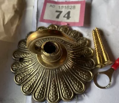 Vintage CEILING ROSE 73mm FRENCH Chandelier Hook HEAVY Cast Brass C1930 OLD   74 • £18.99