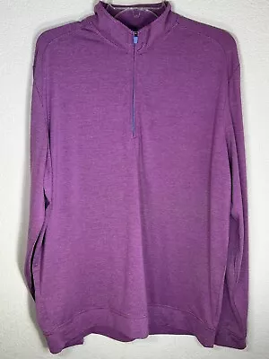 Johnnie-O Shirt Mens Large Vaughn Quarter Zip Performance Stripe Pink Purple • $28.95