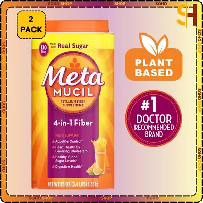 Metamucil Fiber Supplement Real Sugar Orange Smooth Powder - 1 Pack / 2pack • $29.99