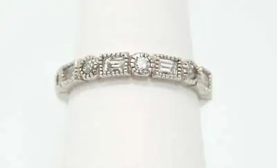 Vintage Eternity Band Cubic Zirconia Sterling Silver Band Ring - Sz 5 • $60