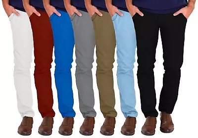 Mens Chino Stretch Pants Slim Fit Casual Cotton Skinny Trouser Dress Pants 30-40 • $22.06