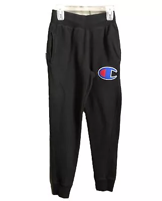 Champion Reverse Weave Sweatpants Jogger Style Champion Appliqué Black Sz S • $20