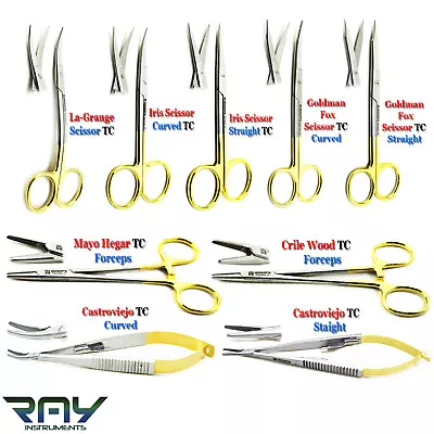 Medical Scissors TC Curved & Straight Dental Surgical Scissor Tijeras Ciseaux CE • $16.86