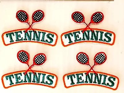 Lot Of 4 X Cloth Patch Motif Applique -  Tennis & Tennis Racquets • $5.99