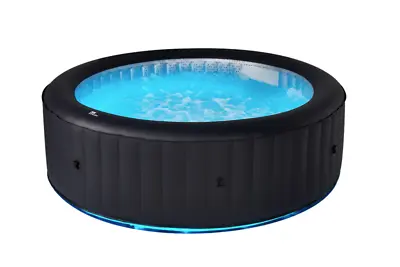 Inflatable Hot Tub 6 Black Round Person Portable Jetted Spa Heat LED Lighting • $845.94