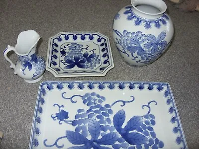 £9.99 • Buy Vintage Portuguese Ceramic Blue & White Portugal Vase, Jug, Plate & Huge Platter