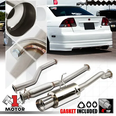 Stainless Steel Catback Exhaust System 4  Muffler Tip For 01-05 Honda Civic EX • $149.89