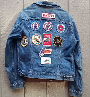Vintage Men's Levi's Denim Jacket W/ Patches - Daytona 200 By Arai Cycle Atlanta • $49.99