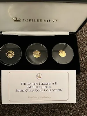 Queen Elizabeth 11 Sapphire Jubilee 3X Solid Gold Coin Collection • £199.99