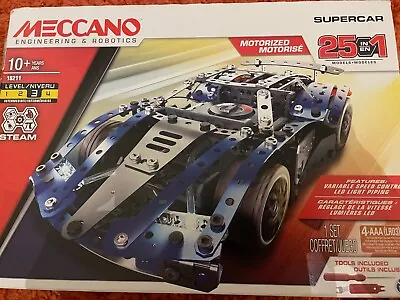 Meccano 6044495 25-in-1 Model Set Supercar MOTORISED • £1