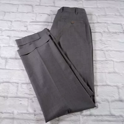 Zanella Devon Gray Flat Front Cuffed Wool Italy Mens Trousers Dress Pants 33x32 • $25.97