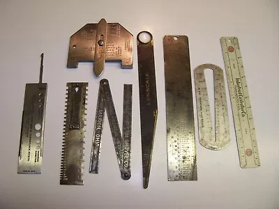 Vintage Measuring Devices Lot Of 8 - Pocket Rulers  Weld Rivet Wire Gauges • $10