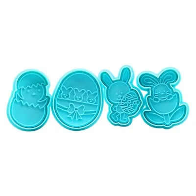 Easter Egg Cookie Cutters Set 4 PCS Rabbit Chick Biscuit Fondant Icing Embosser • £6