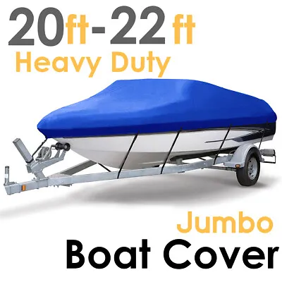 £31.99 • Buy Blue Heavy Duty Boat Cover Waterproof Speedboat Fish Ski V-Hull Marine 20-22ft
