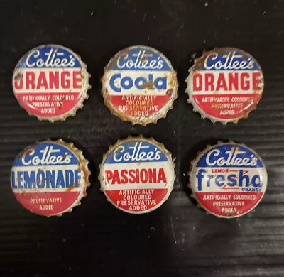 Set Of 6 Cottees Vintage Soft Drink Bottle Caps • $33.90