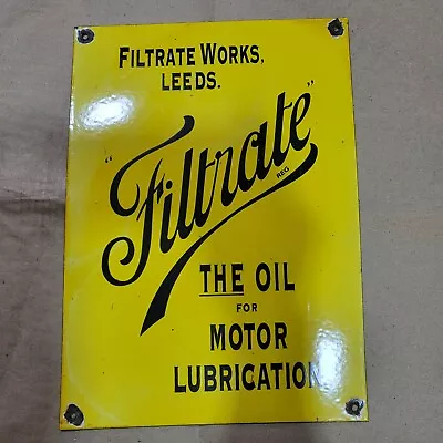 Filtrate Motor Oil Vintage Porcelain Sign 10 X 14 Inches • $50