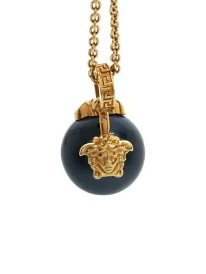 Versace Medusa Pearl Gold Tone Metal Necklace Chain Pendant • $521.99