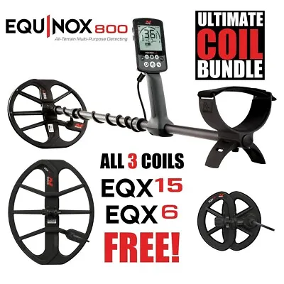 MULTI FREQUENCY MINELAB EQUINOX 800 Metal Detector + FREE 15  & 6  Search Coils • £929