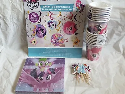 My Little Pony Party Supplies cups Napkins Cupcake Toppers Swirl Decorations • $12