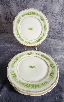 Antique C.T. Carl Tielsch Germany  LILY OF THE VALLEY  Plates Set Of 3 C. 1887 • $39