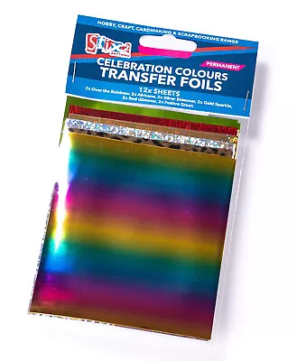 12 Sheets Transfer Foils Celebration Colours Rainbow Shimmer Shiny Leopard Print • £2.45