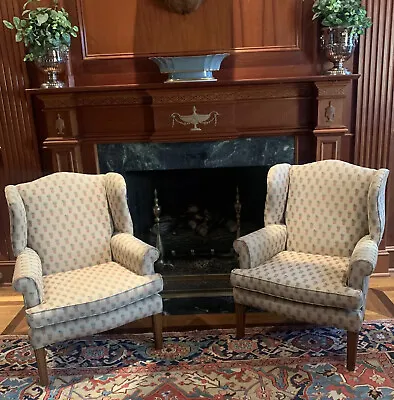 SALE $149 Each Or Pair Small Fabric Upholstered Wooden Accent Chairs Wing-Back • $149