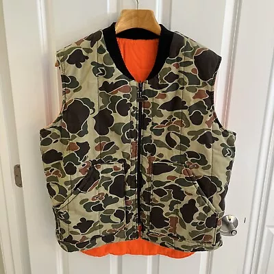 Walls Dual Duck Camo Vest Reversible Orange Hunting Men XL Tall XLT USA Made VTG • $53.57