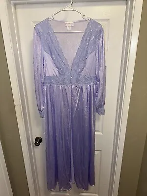 Shadowline Nightgown Peignoir Perifrost Silhouette Long Gown Sz L • £34.74
