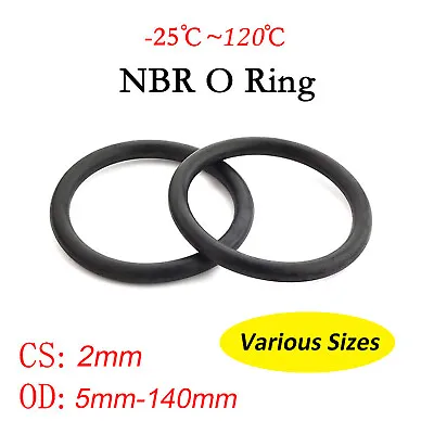 £2.27 • Buy 2mm Cross Section O Rings NBR Nitrile Rubber 5mm-140mm OD Oil Resistant Seals