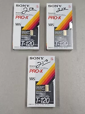 Lot (3) Sony Video Cassette T-120 Pro-X  6 Hour Factory Sealed • $14.99