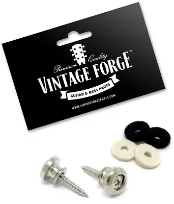 Nickel Metal Strap Buttons For Ibanez Schecter Esp Other Guitar & Bass (2) *new* • $8.79