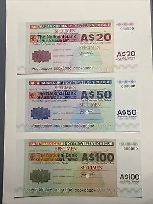 Australia Travellers Cheque Specimen 10050 And 20 Dollars • $25