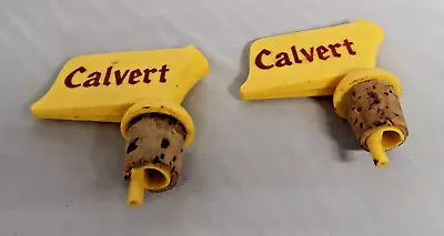 Vintage Calvert Whiskey Bottle Pourer Plastic Lot Of 2 Barware  Advertising • $8.30