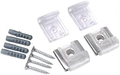 Mirror Glass Panel Wall Hanging Mounting Fixing Kit - Clear Plastic Clips Hook • £5.67