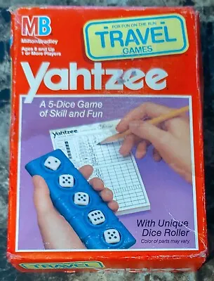 Yahtzee Travel Game 1989 Complete Original Box Unique 5 Dice Roller & Score Pad • $9.99