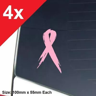 4x Pink Ribbon Breast Cancer Window Car Stickers Decals Vinyl • $7.95