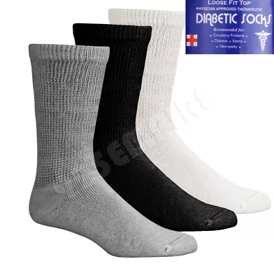 Lot 3 6 12 Pairs Men's Circulatory Diabetic Crew Socks Size 9-11 10-13 13-15 • $6.99