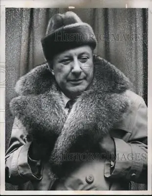 1957 Press Photo Male Raincoat With Raccoon Fur Collar And Seal Skin Hat • $19.99