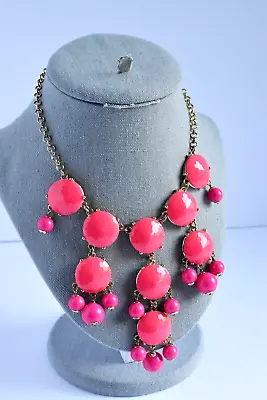 $25 • Buy J. Crew Hot Pink Bubble Cabochon Statement Necklace | Signed