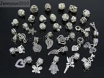Tibetan Silver Big Hole Connector Metal Spacer European Charm Beads Findings #3 • $17.43