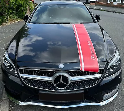 Mercedes Car Bonnet Stripes Decal Graphics Racing Sport 135 Cm Long Sticker • £18.90